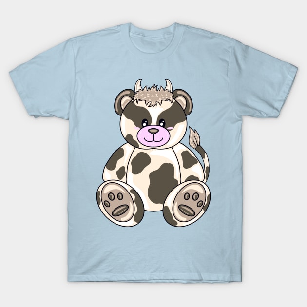 Cow Bear With Blue Background T-Shirt by missmann